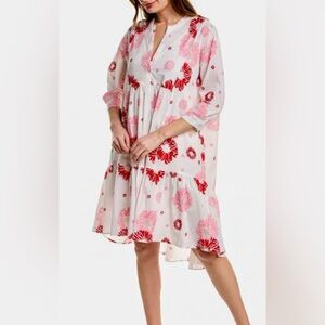 Ro’s Garden Anthropologie Floral Red and Pink Women’s Dress